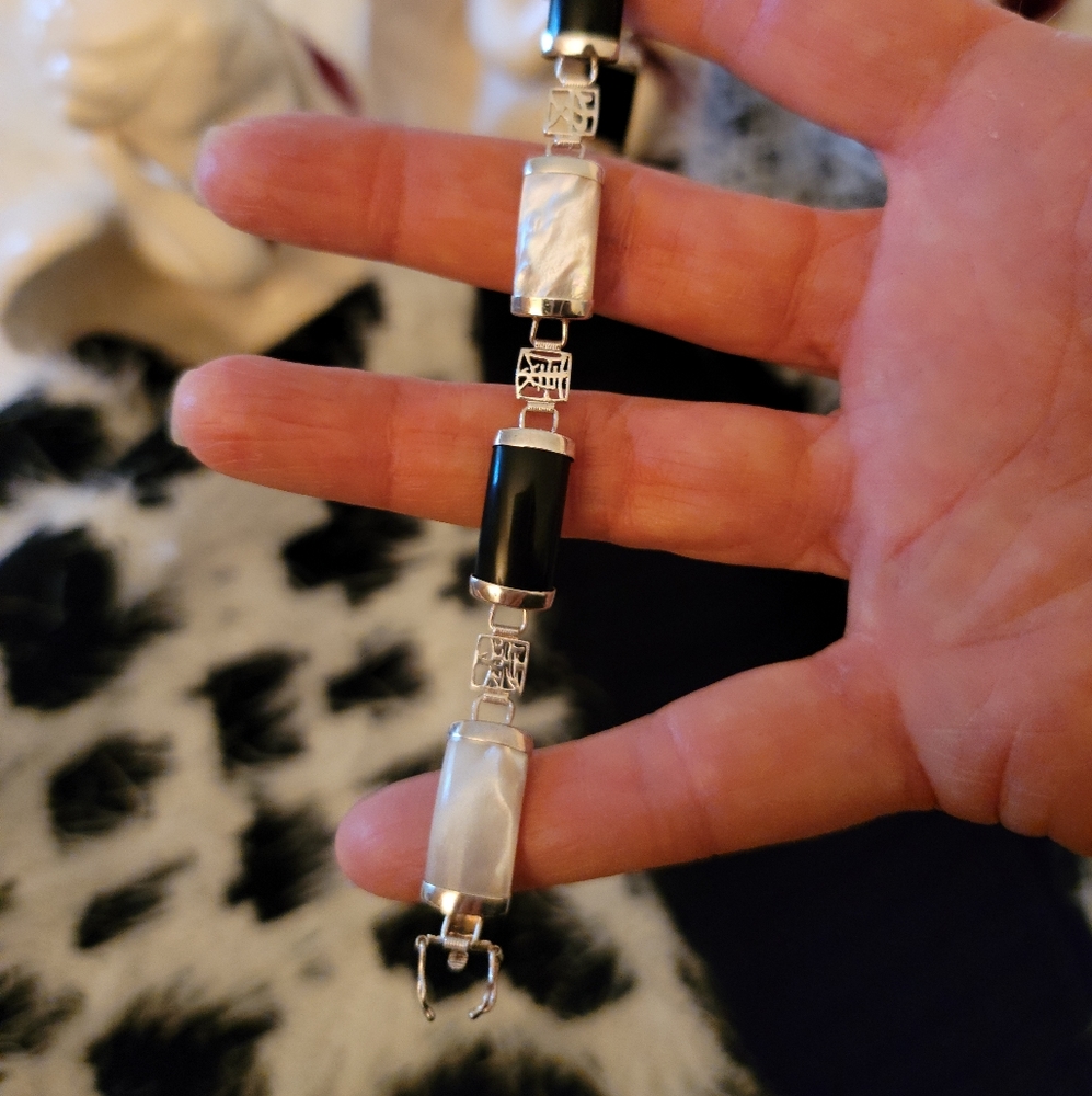 Vintage Black Onyx & Mother Of Pearl .925 …